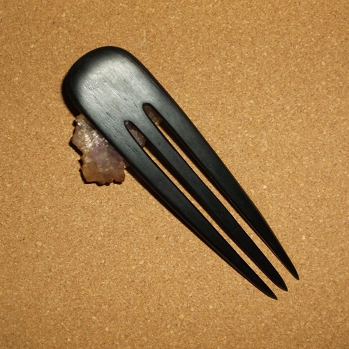 Gabon Ebony 3 prong hairfork sold in Long Haired Jewels in the UK